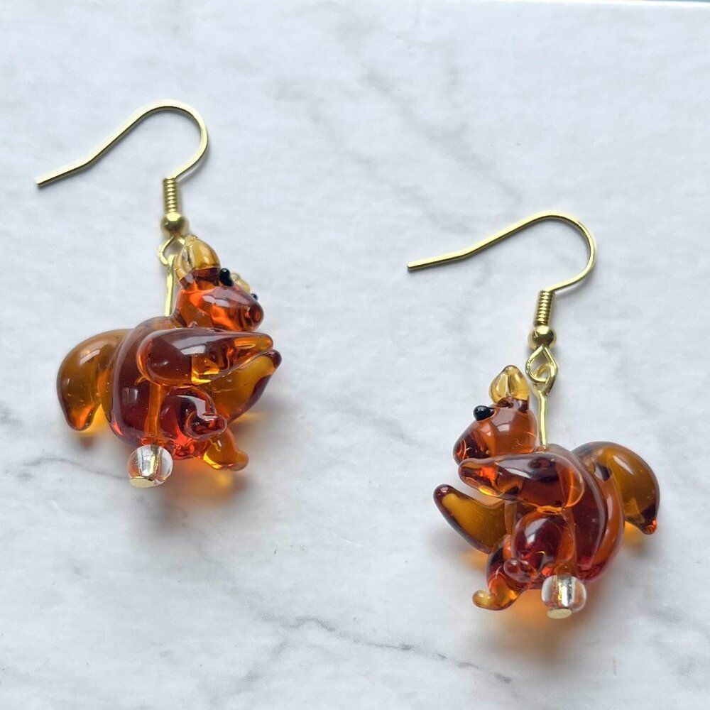 Brown Squirrell Charm Earrings